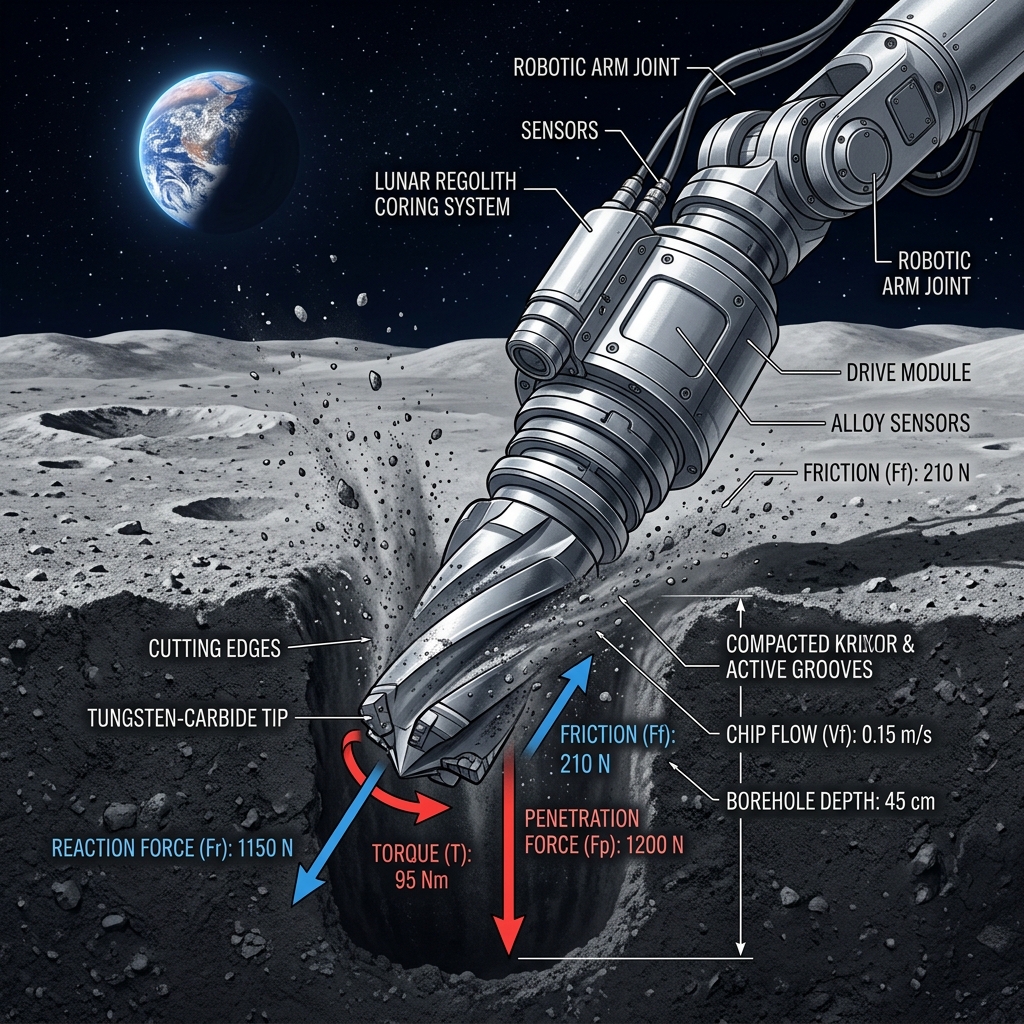 Lunar Regolith Drilling Mechanics & Space Exploration