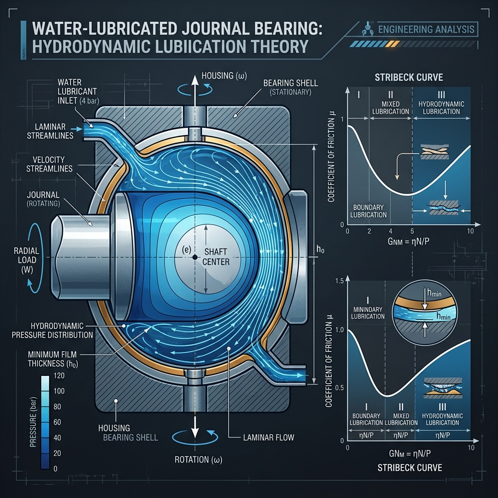 Marine Tribology & Water-Lubricated Journal Bearings: Hydrodynamic Modeling & Wear Analysis