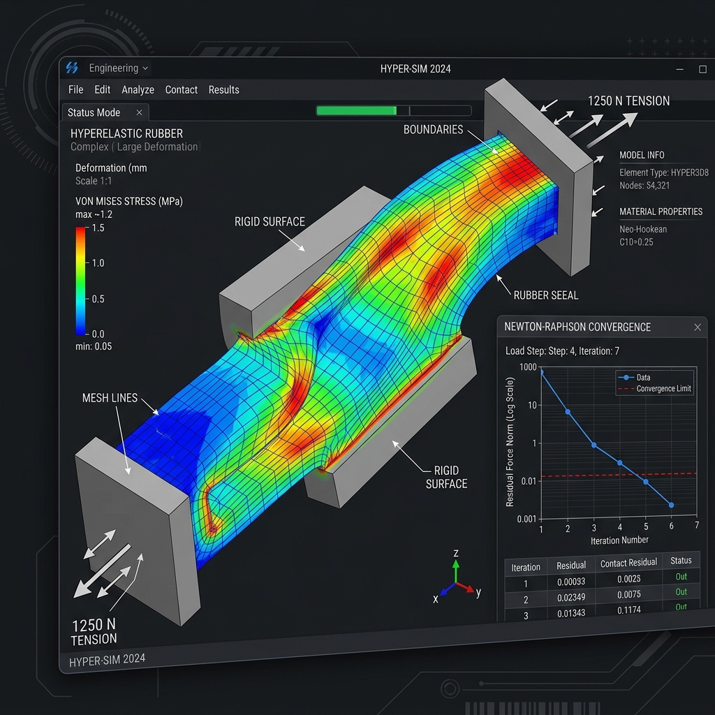 Nonlinear FEA Formulations & Hyperelastic Material Models