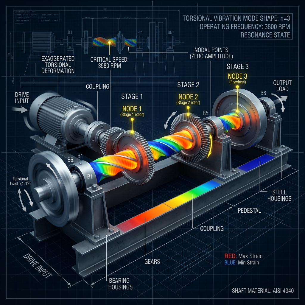 Torsional Vibration and Critical Speed Analysis of Multistage Power Transmission Shafts